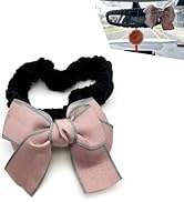Hugwits Car Rearview Mirror Cover, Cute Elastic Plush Rear View Mirror Protector with Bow, Cute V...