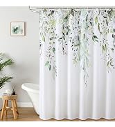 Colorful Star Sage Green Eucalyptus Waterproof Shower Curtain Set with Hooks, Minimalist Watercol...