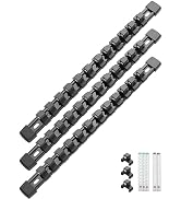 ALOANES 3PC ABS Socket Organizer, Socket Rails Fit 1/2 inch Drive, Heavy Duty Socket Holders Hold...