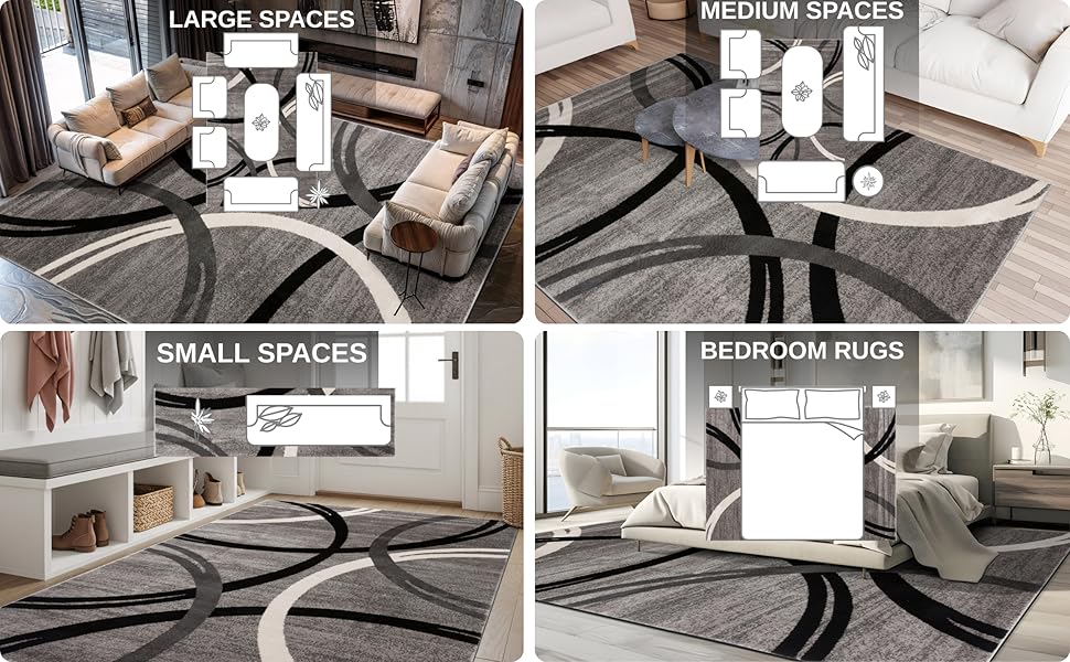 modern geometric rug in gray and black tones, timeless statement for interiors