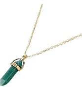 DPWOUM Faux Crystal Stone Decorative Necklace Chain for Women,Pendant Necklace Metal Women Chain ...