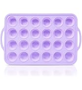 Vnray Mini Silicone Muffin Pan with Metal Frame, Non Stick Silicone Cupcake Pan with Handles 24 C...