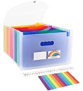 Uquelic Legal Size Expanding File Folder Organizer with Flap/Portable 24 Pockets Expanding Accord...