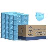 2,000pcs Disposable Face Masks- 3 Ply Breathable Mask For Adults - Blue (40 Packs of 50)