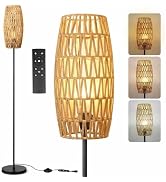 Ruiever Floor Lamp for Living Room,Farmhouse Rattan Floor lamp,Modern Standing lamp with Dimmer L...