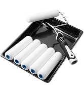 Mister Rui Paint Roller Kit, 9 Pack 6 Inch High Density Foam Paint Roller, Paint Tray with Liner,...