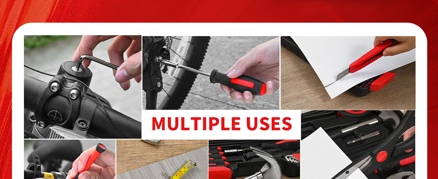 Household Tool Set, General Household Hand Tool Kit with Plastic Toolbox Storage Case