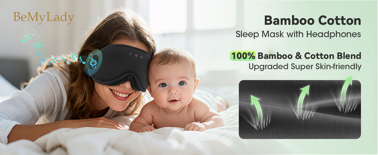 3D Bamboo Cotton Sleep Mask with Bluetooth 5.4 Headphone