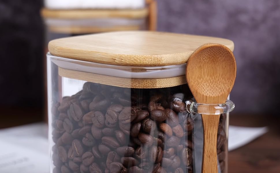 Jar with Bamboo Lid and Spoon