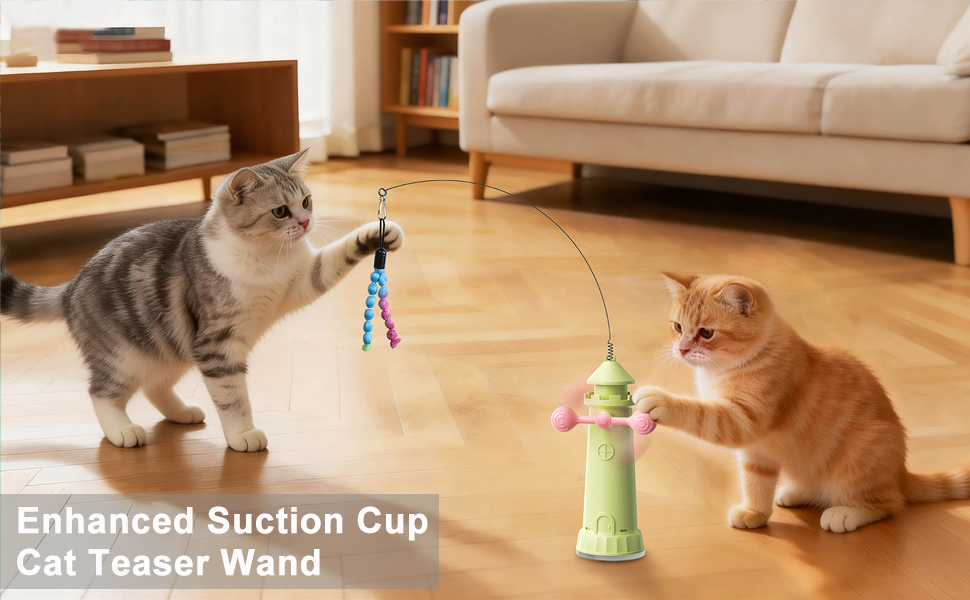 enhanced suction cup cat teaser wand for kitten adult cats