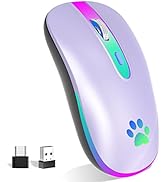 FUWANG Wireless Mouse,Rechargeable LED Wireless Bluetooth Mouse,Portable USB Optical 2.4G Wireles...