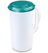 BPA Free, 2 Quart 1.9 L (Half Gallon) Round Snap Tight Pivot Top Spout & Tab Clear Base Plastic P...