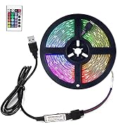 FOROUREYES RGB Led Strip 16.4ft ,5V USB Colorful 30LED S/M SMD 5050 Flexible Smart APP for TV Bac...