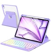 EAMPANG Case with Keyboard for iPad Air 11 inch M3 M2/ Air 10.9 5th 4th Generation,Rainbow Backli...