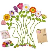 GarfxG Crochet Kit for Beginners Adults, 10 Flower Bookmarks Beginner Crochet Kit Include Knittin...