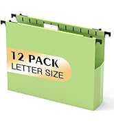 Extra Capacity Plastic Hanging File Folders,12 Pack Reinforced Hang Folder,Heavy Duty 2'' Expansi...