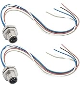 Hamadap M12 5 Pin A Code Male Connector Cable with Trimmed Base 0.2M, 16MM Waterproof Back Mount ...