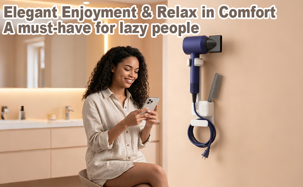 Hands Free Hair Dryer Holder Wall Mount