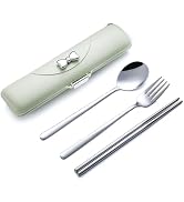 DEVICO Travel Silverware Set with Case, Portable Lunch Utensils Set for Work, Reusable Travel Cut...