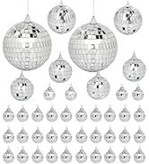 42 Pack Mini Mirror Disco Ball Set: Silver Hanging Disco Balls Decor - Small Mirror Ball Ornament...