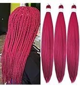 Gozill Braiding Hair Pre stretched Dark Pink Prestretched Braiding Hair Ez Braid Knotless Hypoall...