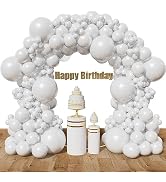 KAWKALSH White Balloon Different Sizes, 111Pcs 18 12 5 Inch Matte White Latex Balloon Arch Kit Ga...