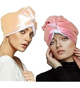 Simnice 2 Pack Satin Microfiber Hair Towel Wrap for Women - Hair Quick Drying Towel with Turban D...