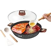 Rosewill 4.2QT Double Flavor Non-Sticking Shabu Shabu Hot Pot with Divider, 13 inch Divided Stock...