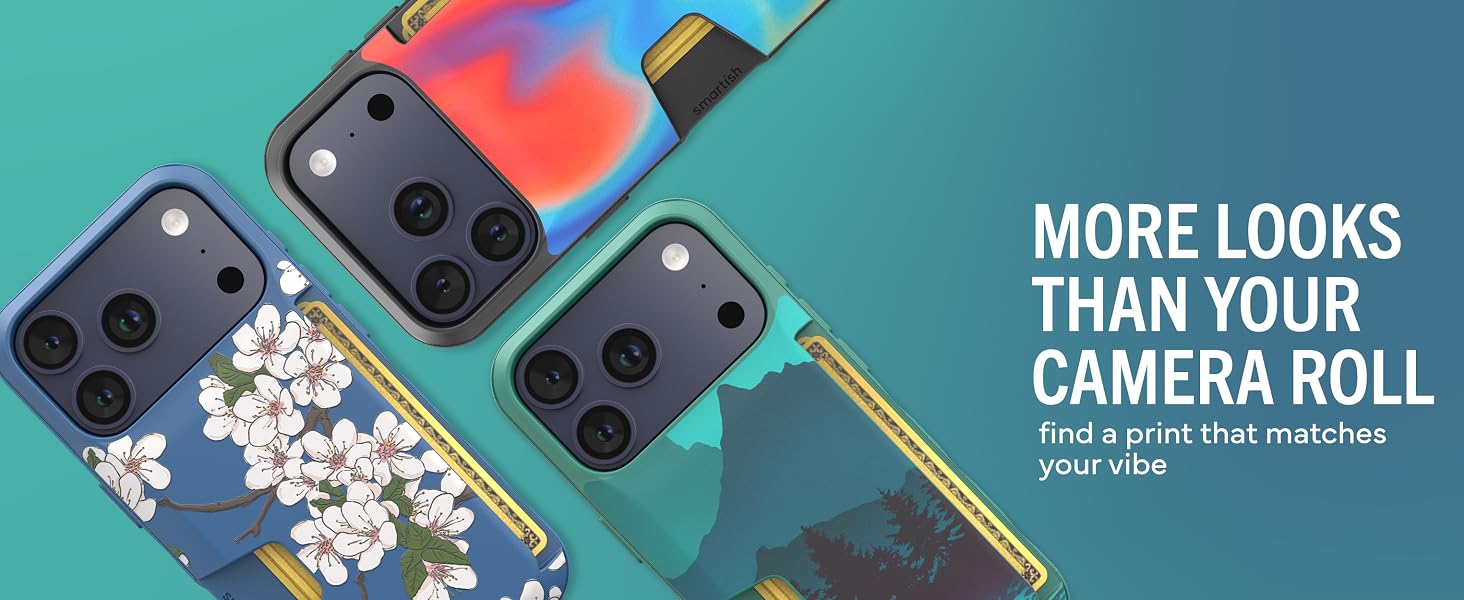 iphone 17 wallet case comes in many colors and designs including floral woodgrain mountains and more