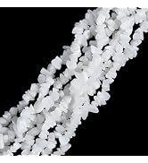 HAAMIIQII 5-8mm Natural White Jade Chips Beads - Genuine Real Irregular Freeform Chip Loose Gemst...