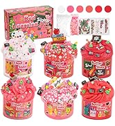 6 Packs Gradient Red Slime Kit - Cloud Slime, Butter Slime & Clear Slime, Crunchy Slime for Kids ...