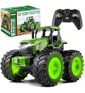Remote Control Tractor Toys for Kids 3-5, Light Up Monster Trucks Toy for Boys 3,4,5,6,7 Year Old...