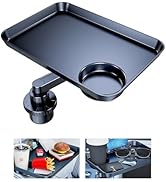 xuenair Tesla RV Semi Truck Car Cup Holder Tray Expander, Detachable 360 Rotating Car Food Tray T...