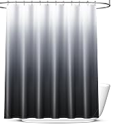 OLANLY Luxury Black and Grey Ombre Shower Curtain Sets with 12 Hooks, Waterproof and Washable Dec...