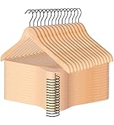 JS HANGER Wooden Coat Hangers, 30 Pack High Grade Wood Suit Hangers with Non Slip Pant Bar - Extr...