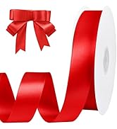 Red Satin Ribbon 1 inch 60 Yards Double Faced Red Ribbon for Crafts Gift Wrapping Hair Bows Weddi...