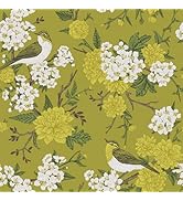 CRE8TIVE Bird Floral Peel and Stick Wallpaper Vintage Chinoiserie Blossom Chrysanthemum Floral Co...