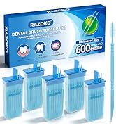RAZOKO Interdental Toothpicks,Total 600 Count (5 Packs) Disposable Oral Pick,Food-Grade Plastic I...