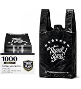 YoYoRain 1000 Count Black “Thank You” T-Shirt Bags – Reusable & Disposable Grocery & Supermarket ...