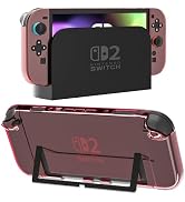 FUNDIARY Clear Red Dockable Cover Case for Switch 2 with Separated Design, Shock-Absorbing and Sc...