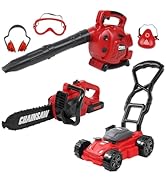 Power Garden Tools Set for Kids Battery Operated Toy Leaf Blower, Chainsaw and Lawn Mower Pretend...