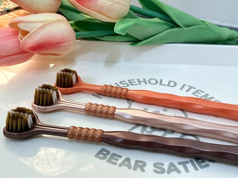 Multi-color adult manual toothbrushes with soft bristles for daily oral care