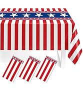 Childom 3 Pack 4th of July Decorations,Patriotic Fourth of July Decorations,Disposable Tablecloth...