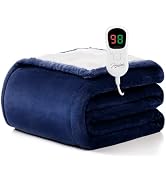 Homemate Heated Blanket Electric Throw - 50"x60" Heating Blanket Throw 1/2/4/6/8 Hours Auto-Off 1...