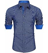J.VER Men's Printed Dress Shirts Casual Long Sleeve Stylish Button Down Shirt