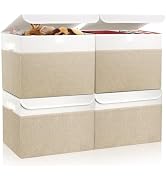 Bagnizer Large 22 Quart Linen Fabric Foldable Storage Bin Cube Organizer Basket with Flip-Top Lid...