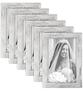 TOFOREVO 4x6 Picture Frames Set of 6 Distressed White Wood Grain Photo Frame for Gallery Wall Mou...