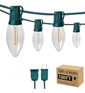 C9 Clear Christmas String Lights, 100FT 104 Bulbs Bright & Warm Outdoor Christmas Lights, Outdoor...