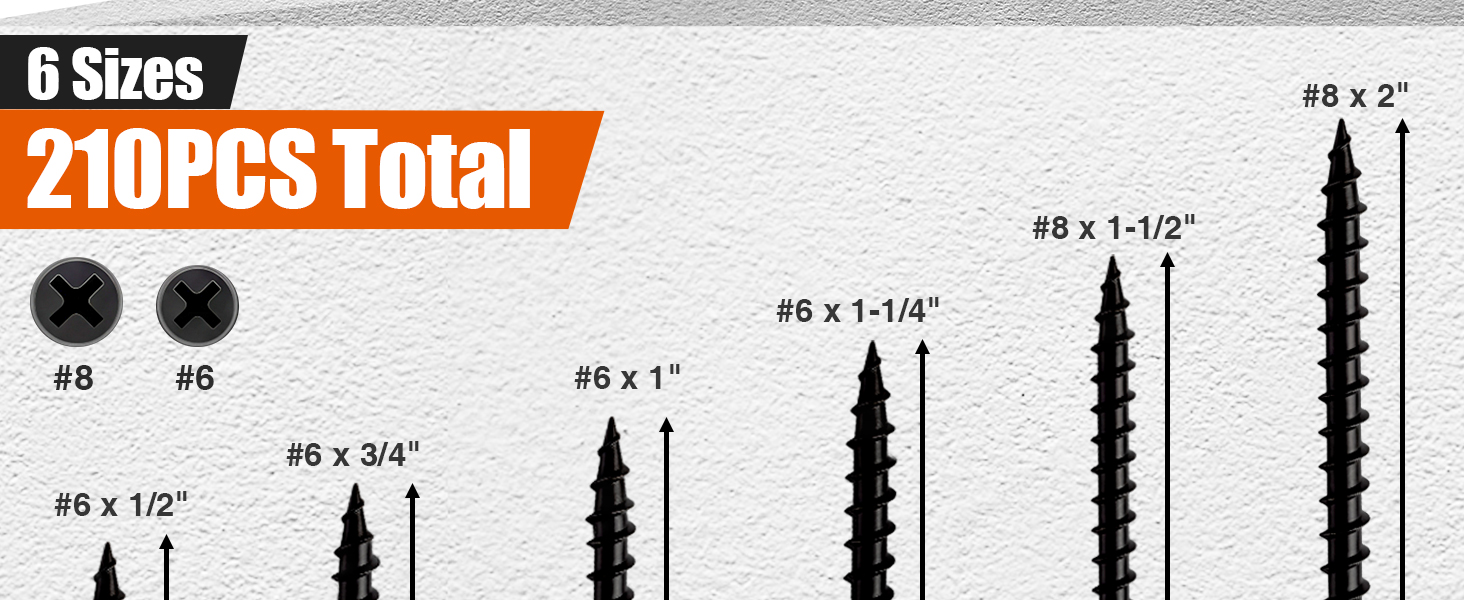 Pro-Grade 210 Pcs Wood Screws Assortment Kit