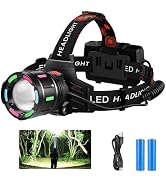LED Rechargeable Headlamp, 90°Angle Head Lights for Forehead, Adjustable Focus LED Headlamp, 9900...